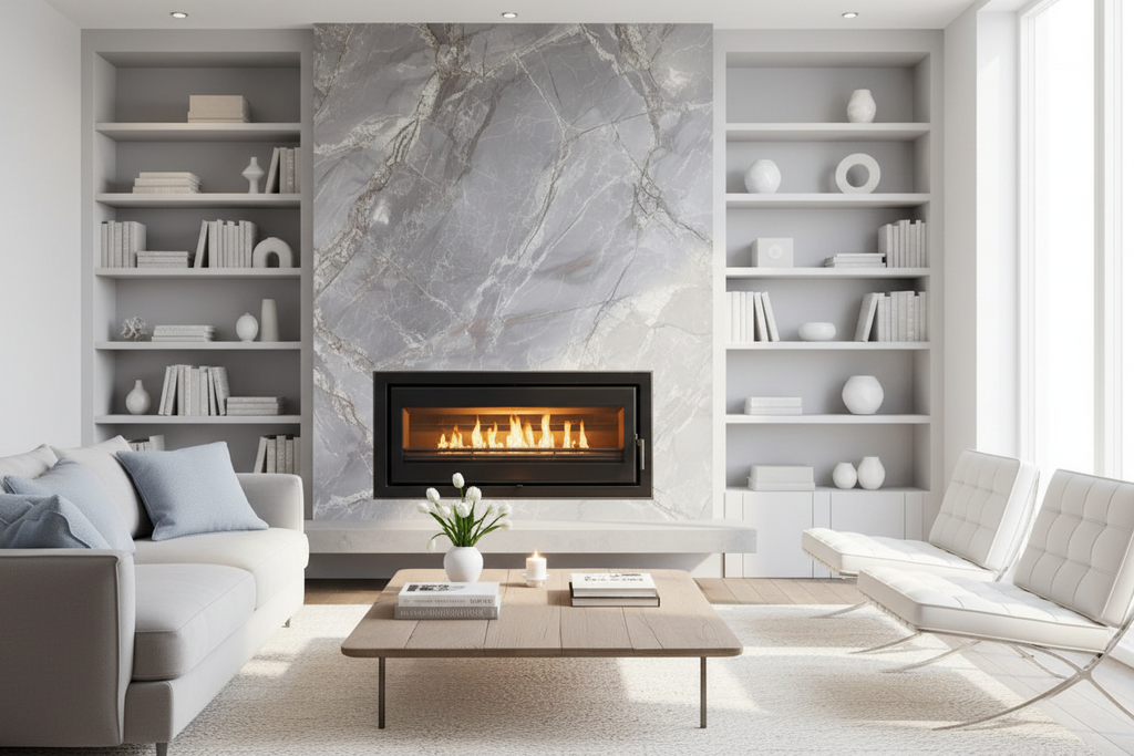 Fireplace in Bright Modern Room