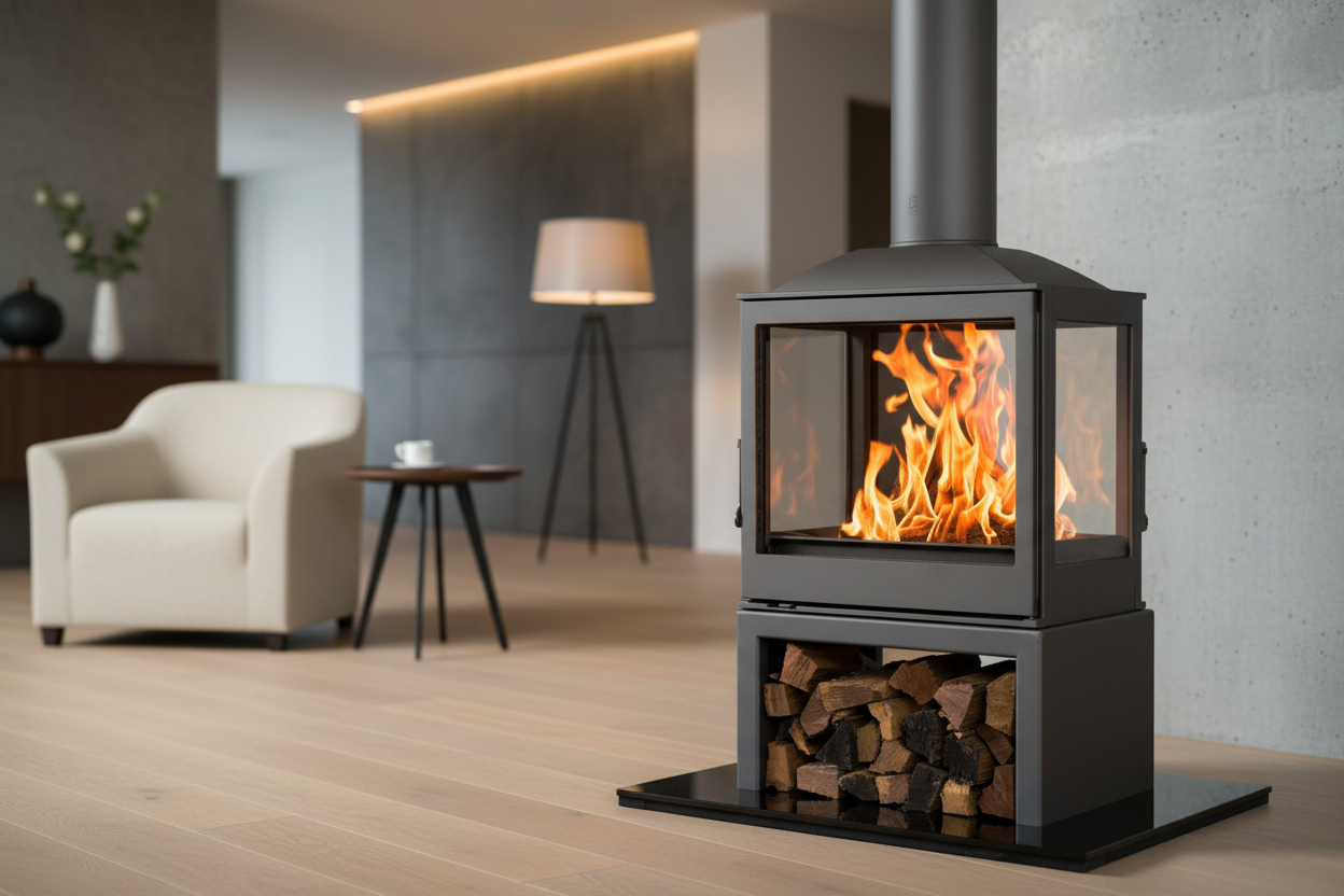 L51 Nova 4 Glass Fireplace in Contemporary Setting