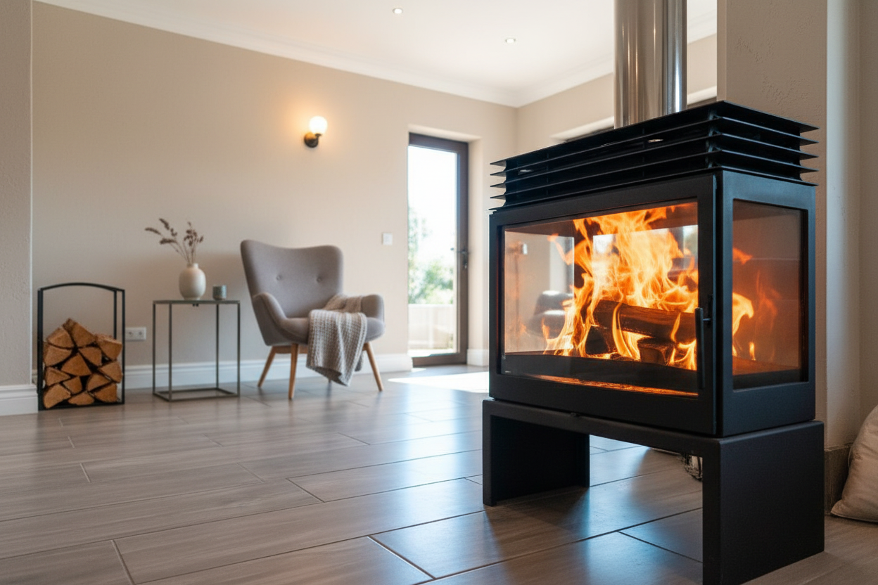 L71 Bavorov4 Glass Fireplace in Elegant Setting