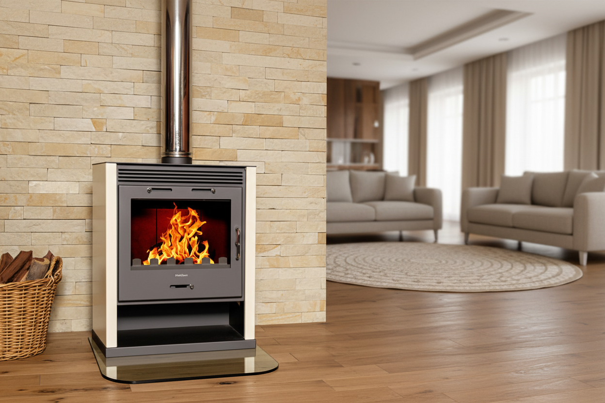 Rubin Ivory White Fireplace in Sophisticated Living Space