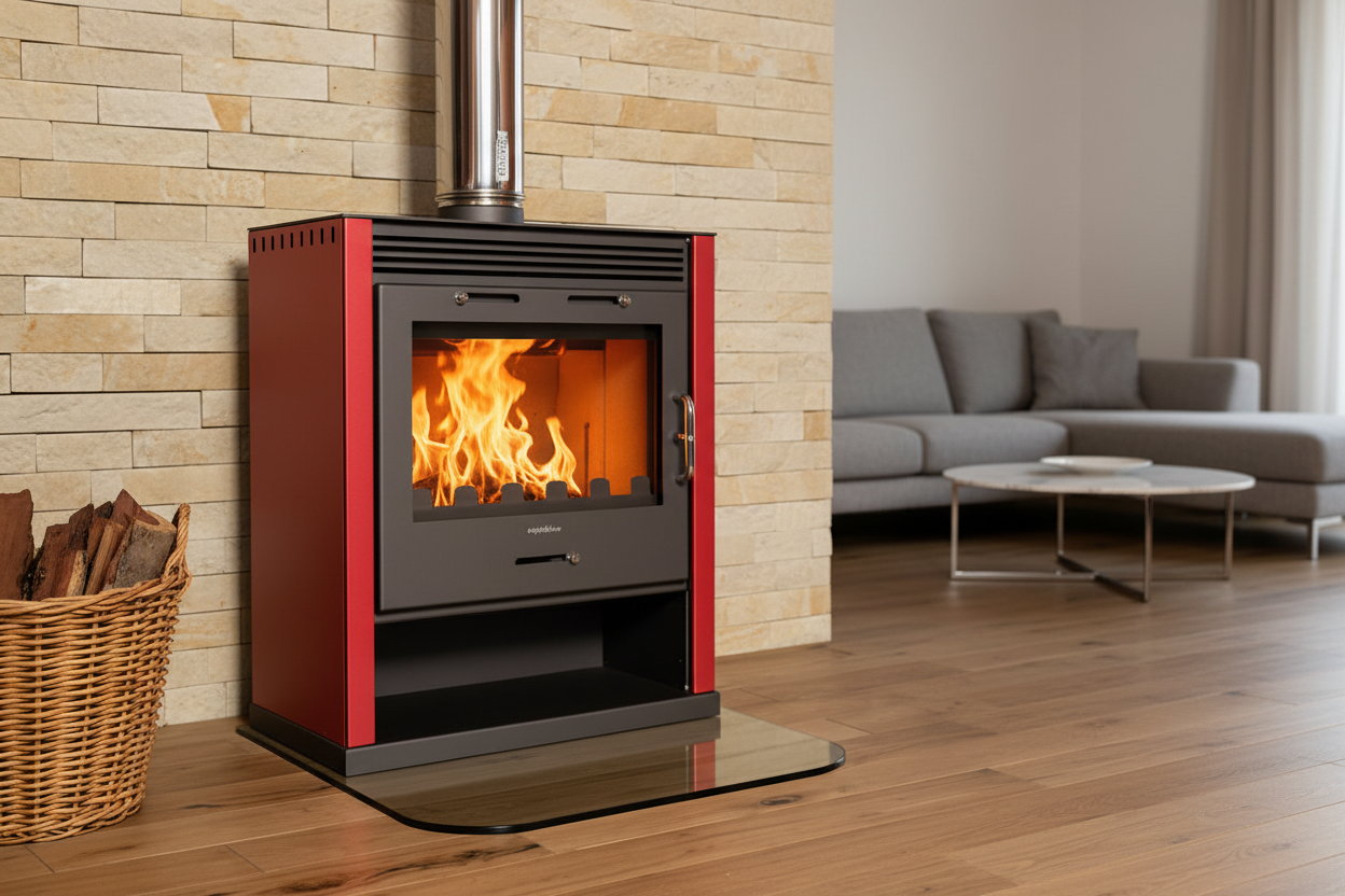 Rubin Red Fireplace in Contemporary Living Space